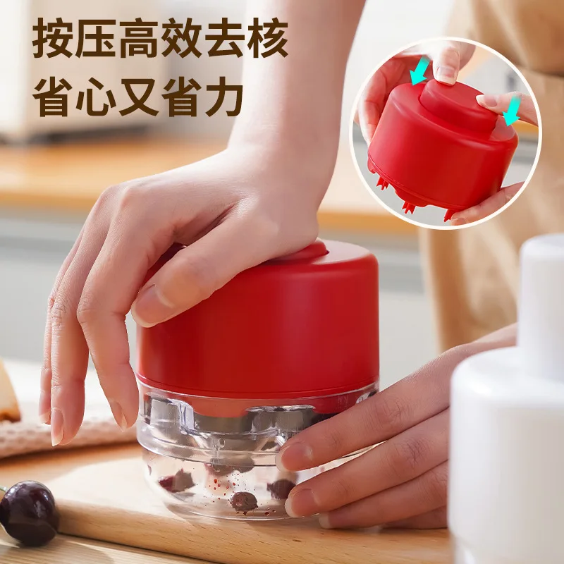 Fruit Tools Plastic Seed Remover Corer Stainless Steel Kitchen Gadgets Cherry Pitter Tool For Pit Up 6 Cherries At Once