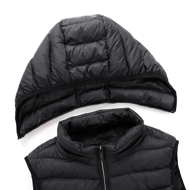 winter fashion Detachable hat fleece windproof warm puffer cotton heated vest custom logo