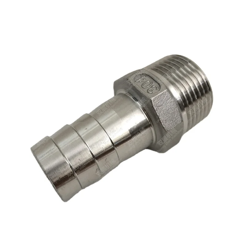 quality grade 304 316l stainless Steel BSPP BSPT NPT screwed male end hose barbs threaded hexagonal type