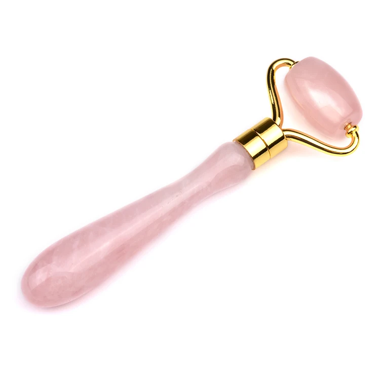 New Upgraded Diy Rose Quartz Roller Natural Stone  Crystal Handle Faceroller With Screw Detachable Roller For Face Anti Aging