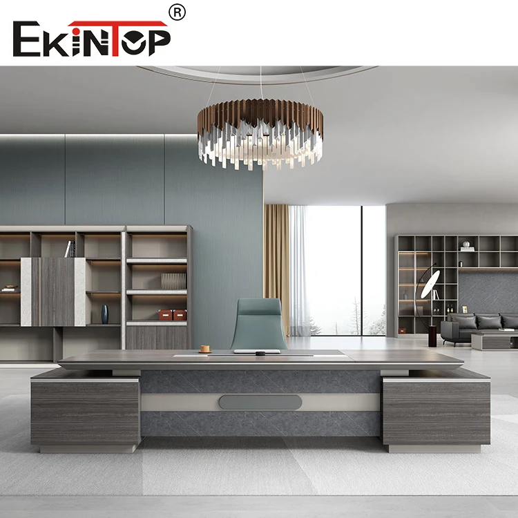 Ekintop High Quality Wooden L Shape Corner Manager Ceo Boss office Furniture Executive Office Table