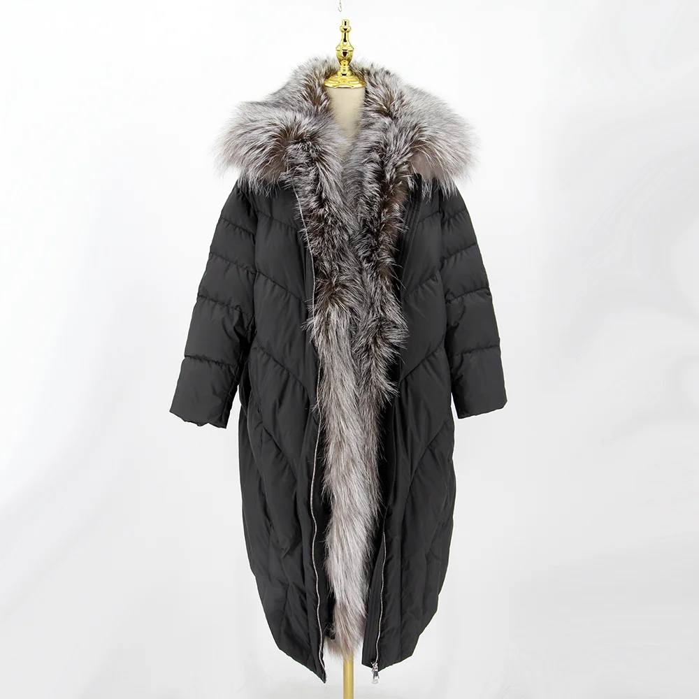 QIUCHEN QC22096 2022 Women New Winter Thick Puffy Goose Down Long Coats With Real Fox Fur Collar Jacket