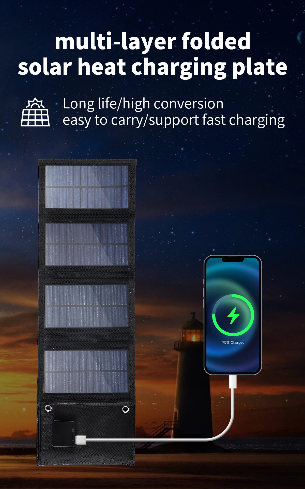 40W Portable Foldable Solar Panel for Charging Batteries and Power Station Rv Camping Equipment Charge Panneau Battery Panel