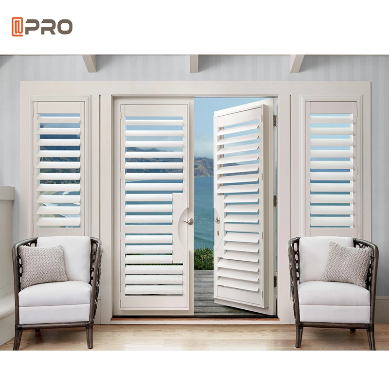 Rational construction aluminum louver door and Casement Window design reasonable price Louver Shutter window shutters exterior