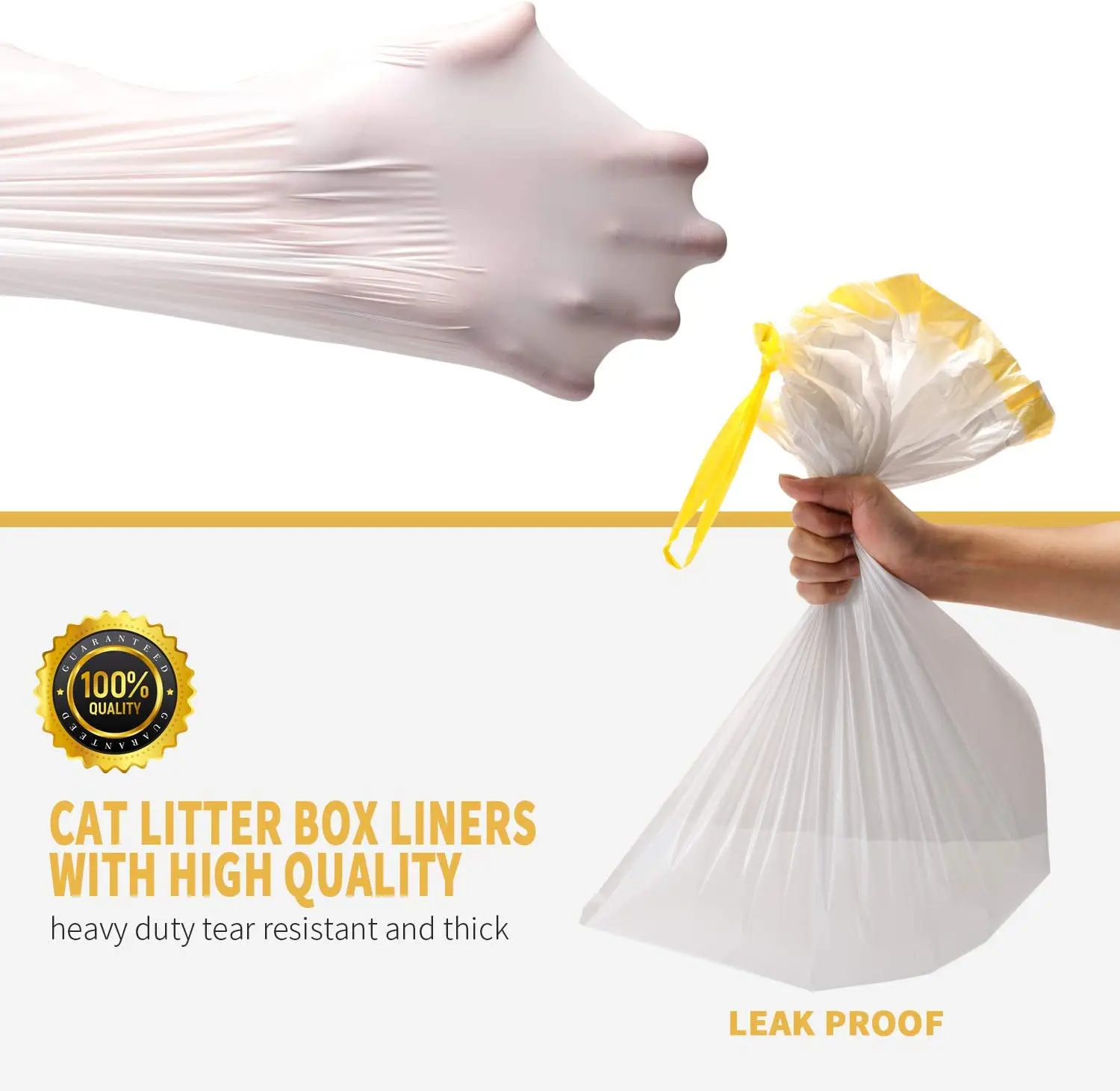 Custom Biodegradable Plastic DrawstringHeavy Duty Cat Litter Box Liners Cat Litter Filter Bag