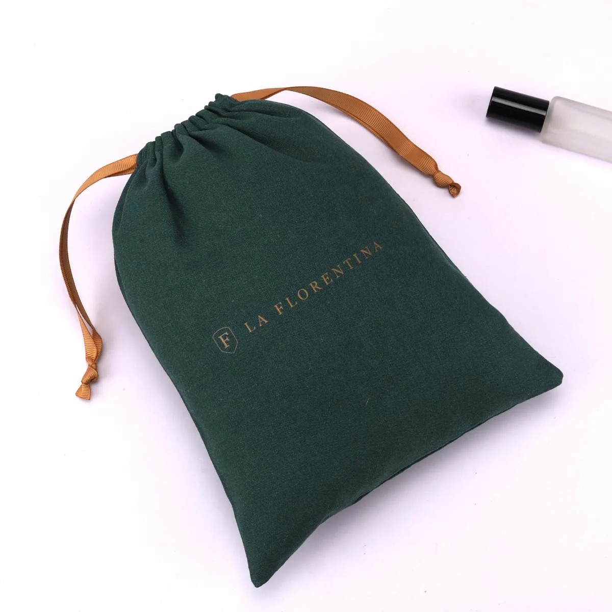 Durable Custom Logo Printing Organic Cotton Linen Drawstring Bag Clothes Hair Extension Packing Dust Cotton Pouch