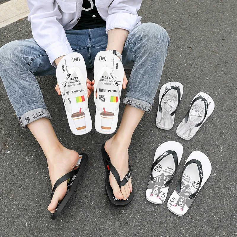 Wholesale Designer Soft Comfortable EVA PVC Custom Printed Logo Flip Flops Men Flip-flops Slippers