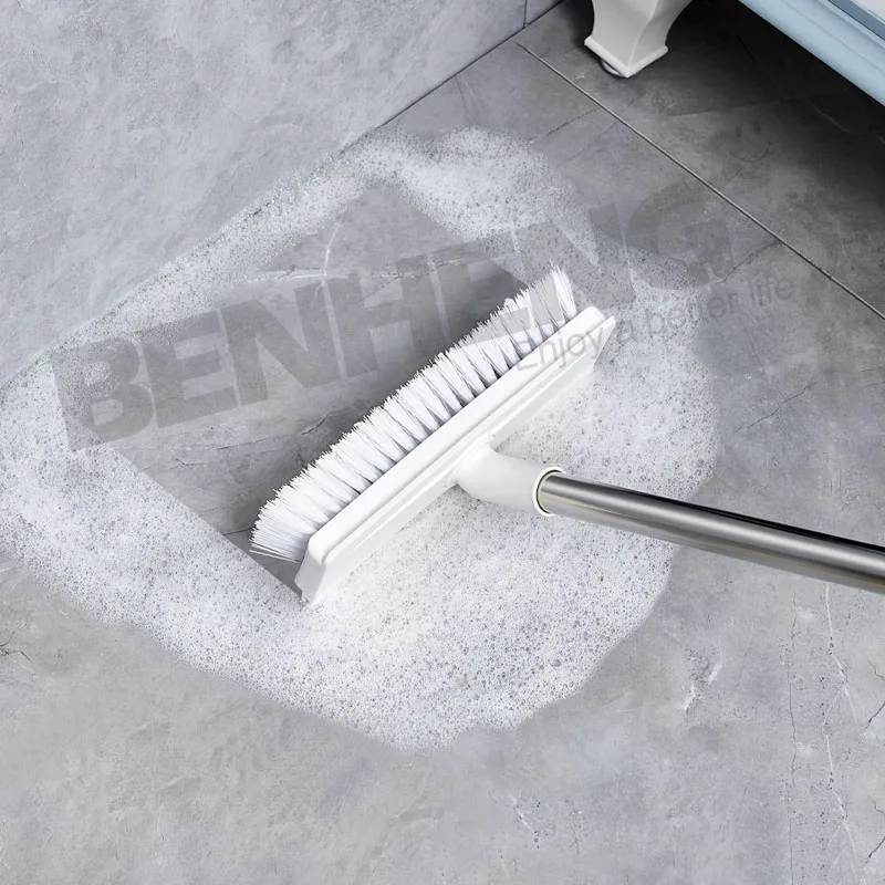 360 Degree Rotating Floor Brush with Squeegee/Scraper Cleaning Brush With Long Handle For Bathroom Floor