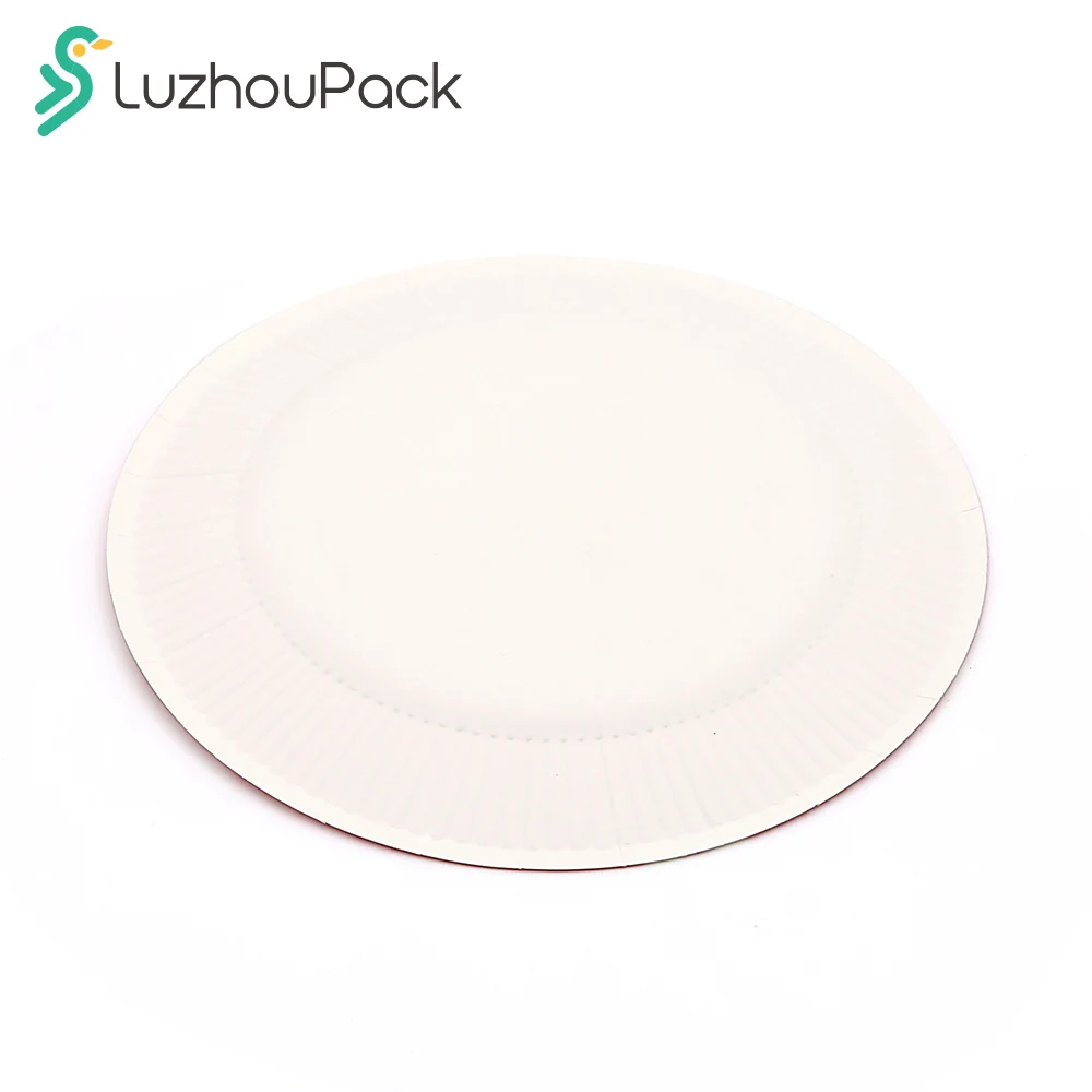 Индивидуальные одноразовые базовые бумажные тарелки LuzhouPack 8 5/8 дюймов