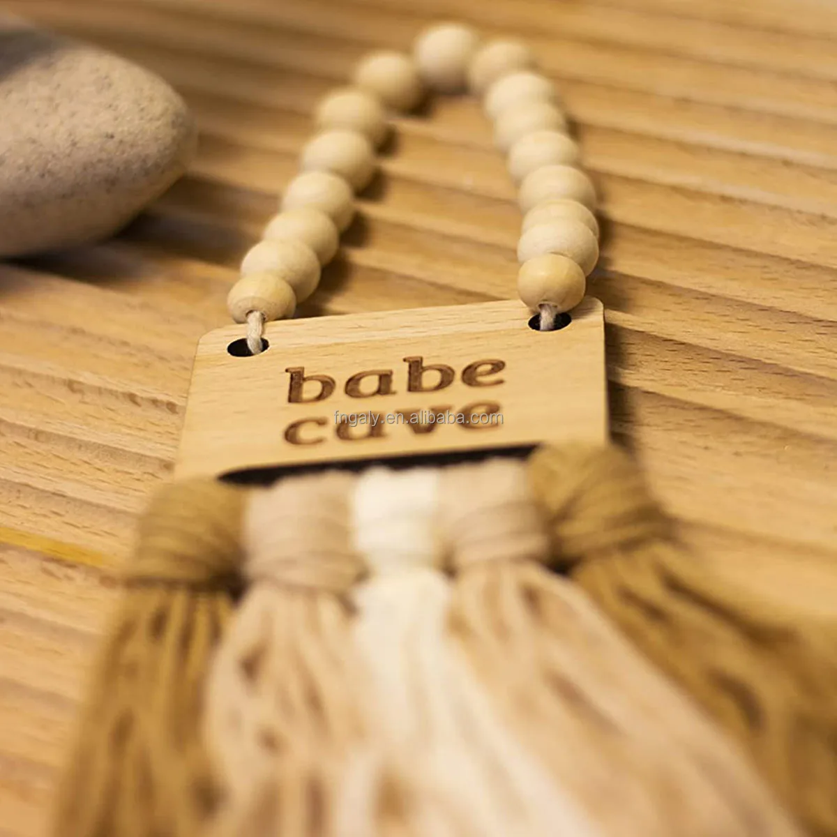 Wood Bead Garland - Boho Nursery Wall Decor for Girls and Boys - Neutral Home Decor - Baby Decor for Nursery - Door Sign for Tod