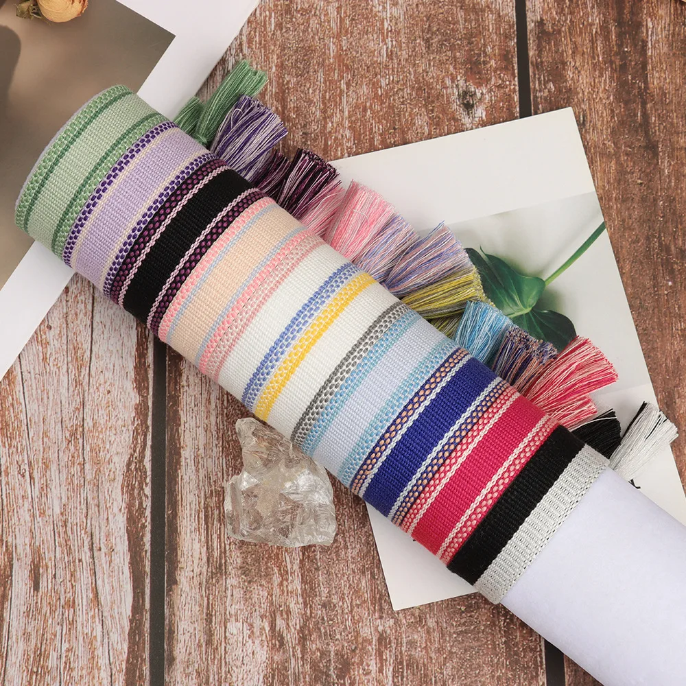 Simple style black grey white embroidered tassel bracelet hand bracelet wristband wrist band with blank colorful design