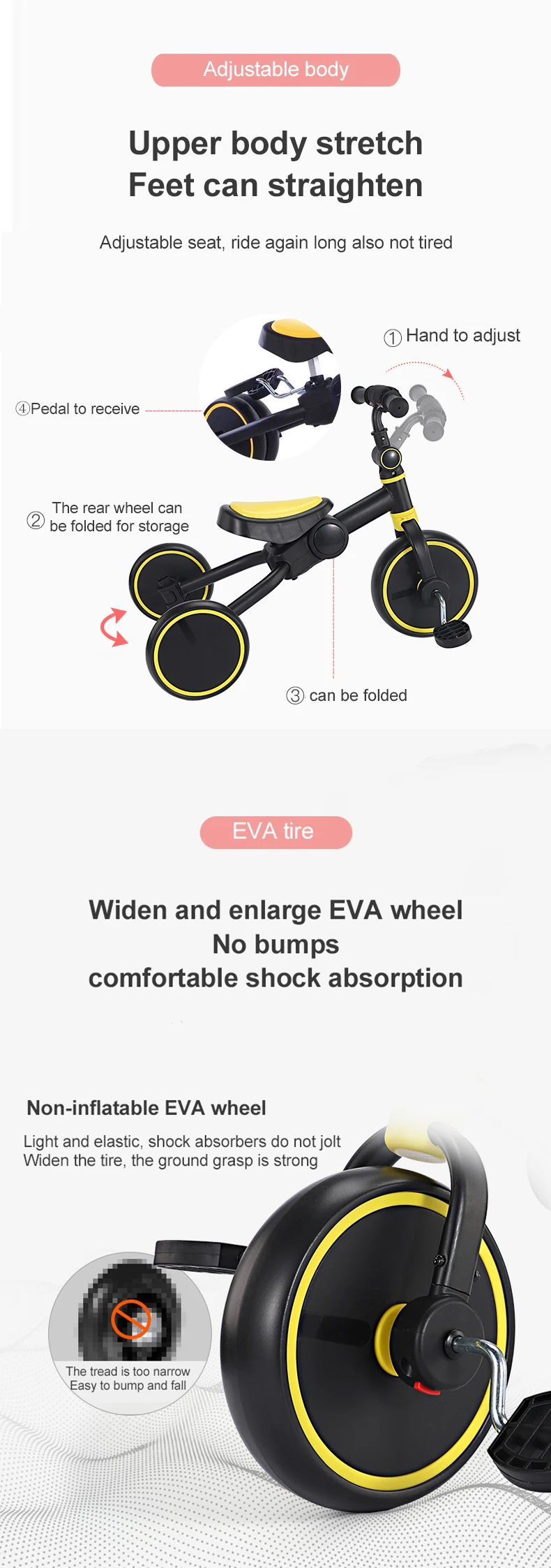 triciclo per bambin 2022 CE EN71 China factory high quality multi-function 3-4-5 en 1 baby tricycle