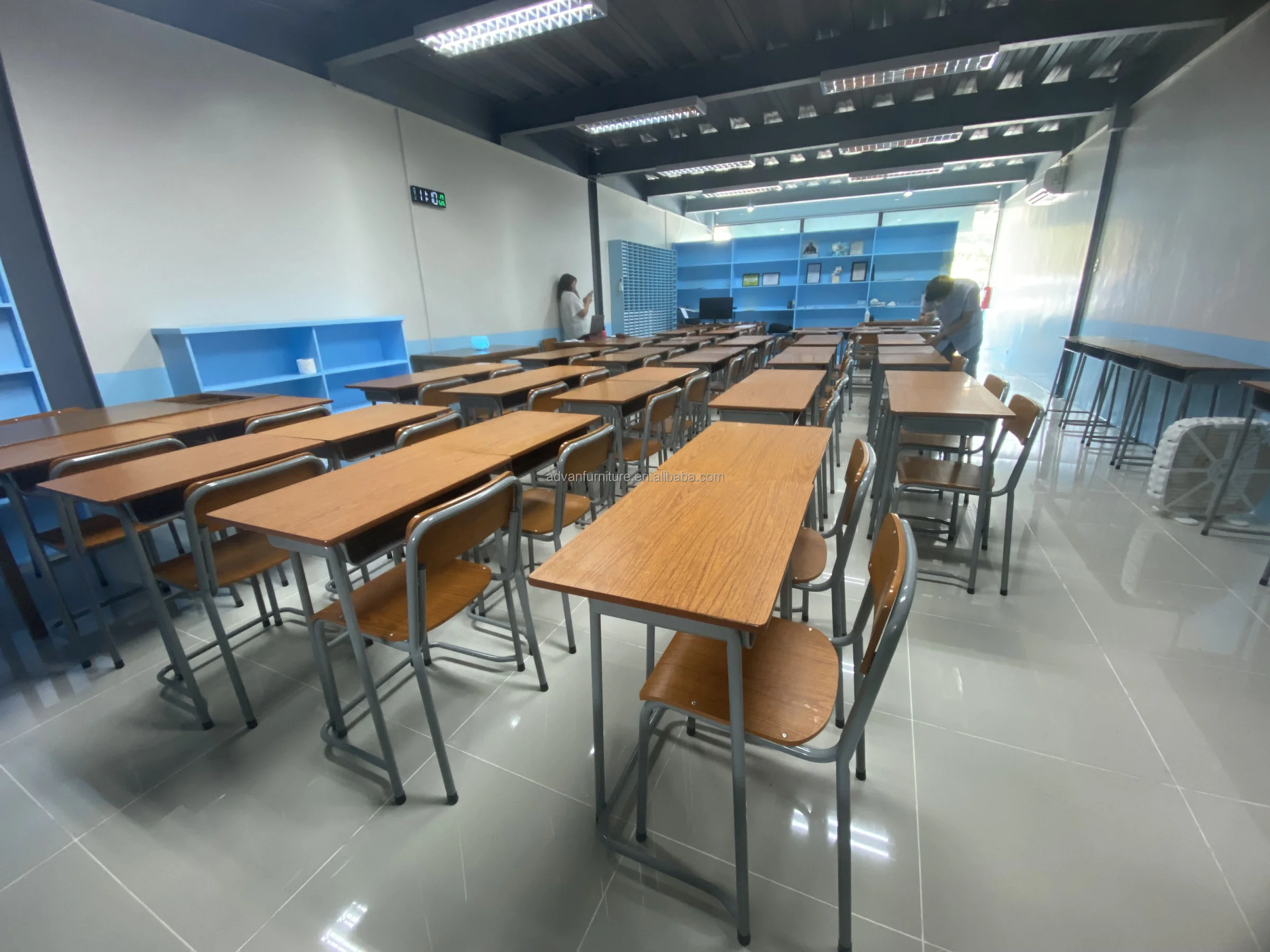 High Quality Primary School Furniture Single Student Study Table Plywood Chairs and Metal Desk Furniture