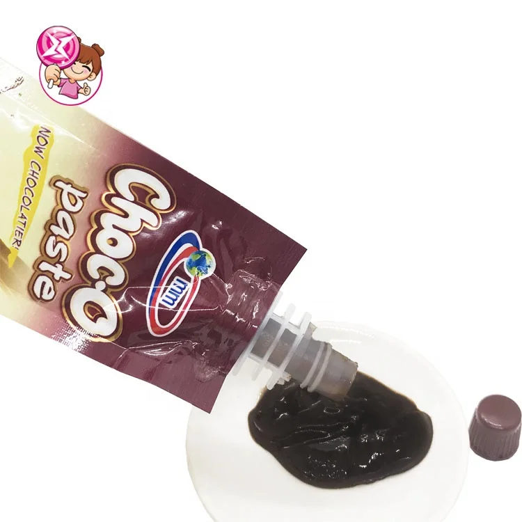 halal new type Liquid Choco Mix Chocolate Paste Candy Chocolate Jam candy Squeeze liquid sweet chocolate jam candy in tube