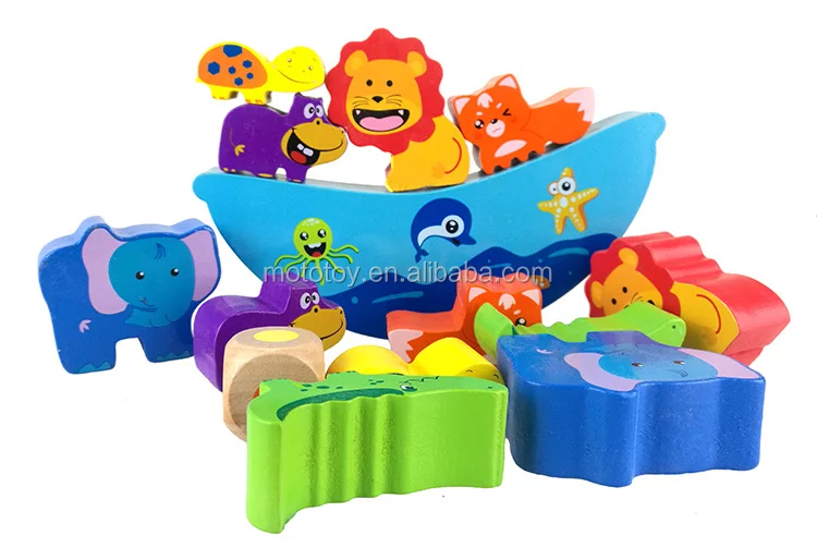 Natural Wood Animal Montessori Balance Table Game for Kids