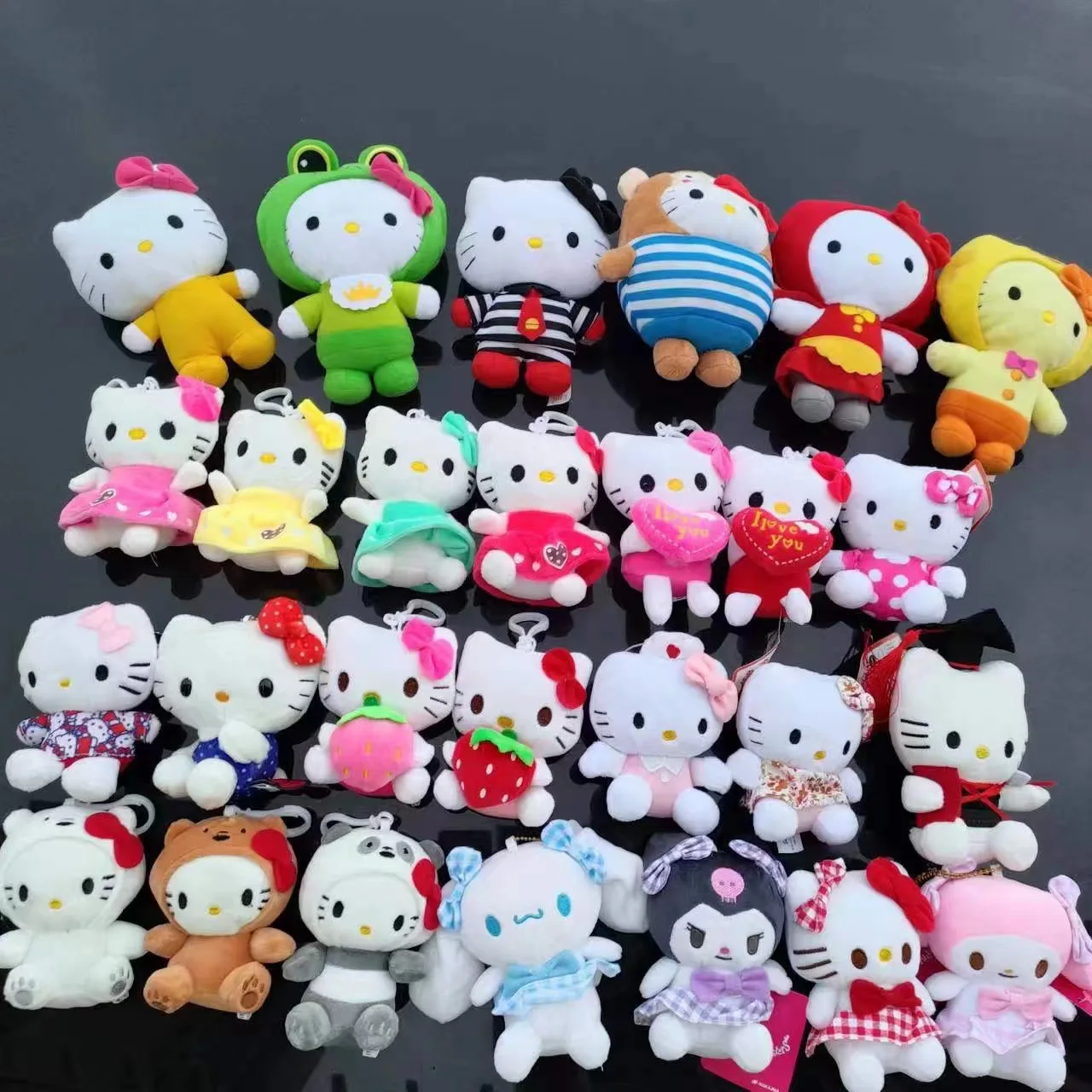 Kids Gift 10Cm Hello Kt Plush Toy Kawaii Anime Cartoon Bow Kt Cos White Bear Panda Cute Comfort Soft Stuffed Doll Pendant Toy