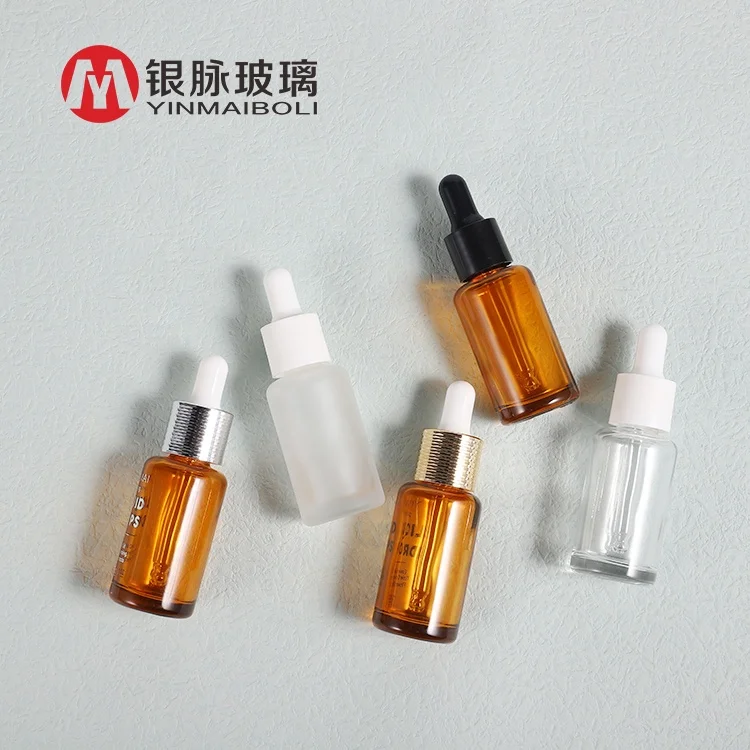 20ml new design luxury glass essential oil dropper bottle skincare serum packaging with metal gold dropper
