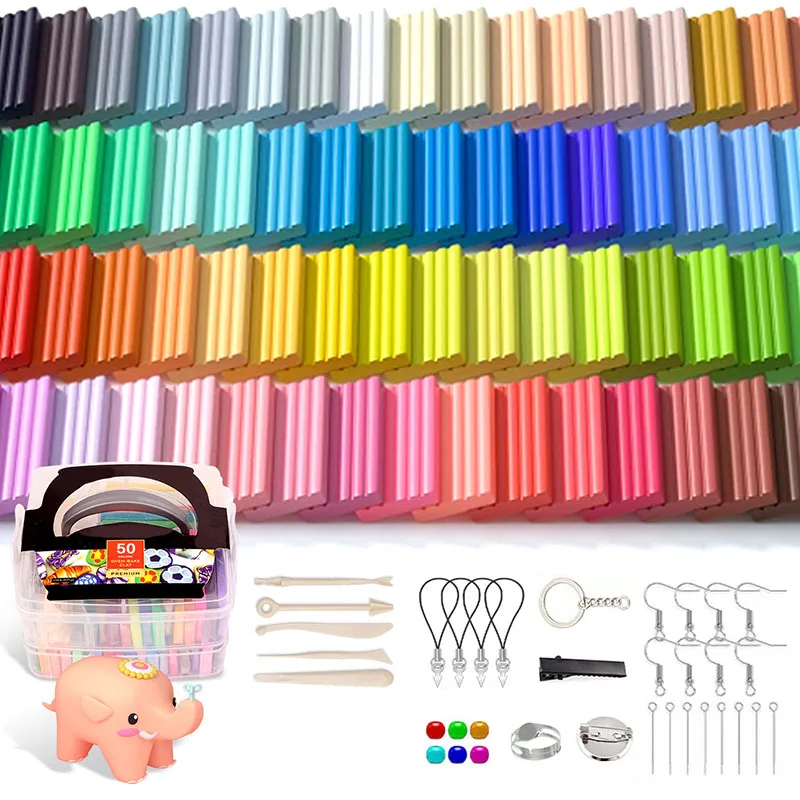 Meihui Polymer Clay 50 Colors 20g Modeling Clay Kit DIY Oven Bake Clay with Sculpting Tools Accessories Storage Box