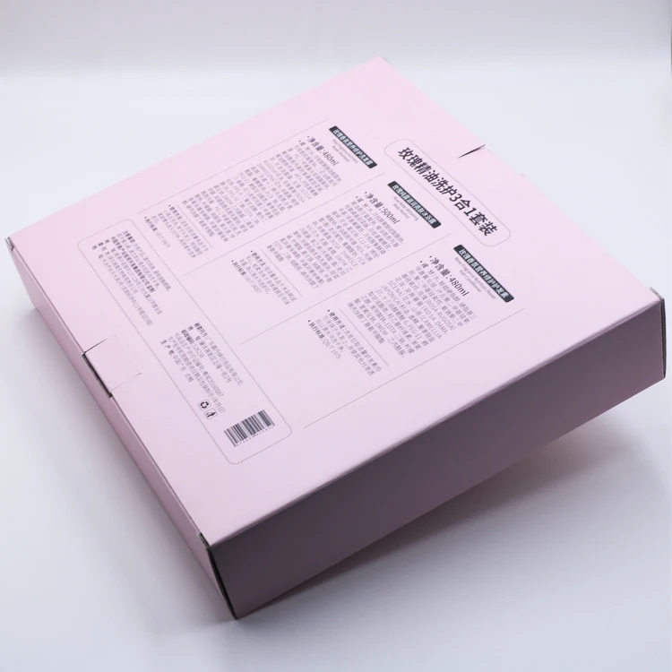 Custtom Luxury Cosmetic Shampoo Skincare Set Packaging Corrugated Carton Box with Handle Corrugated Shipping Boxes with windows