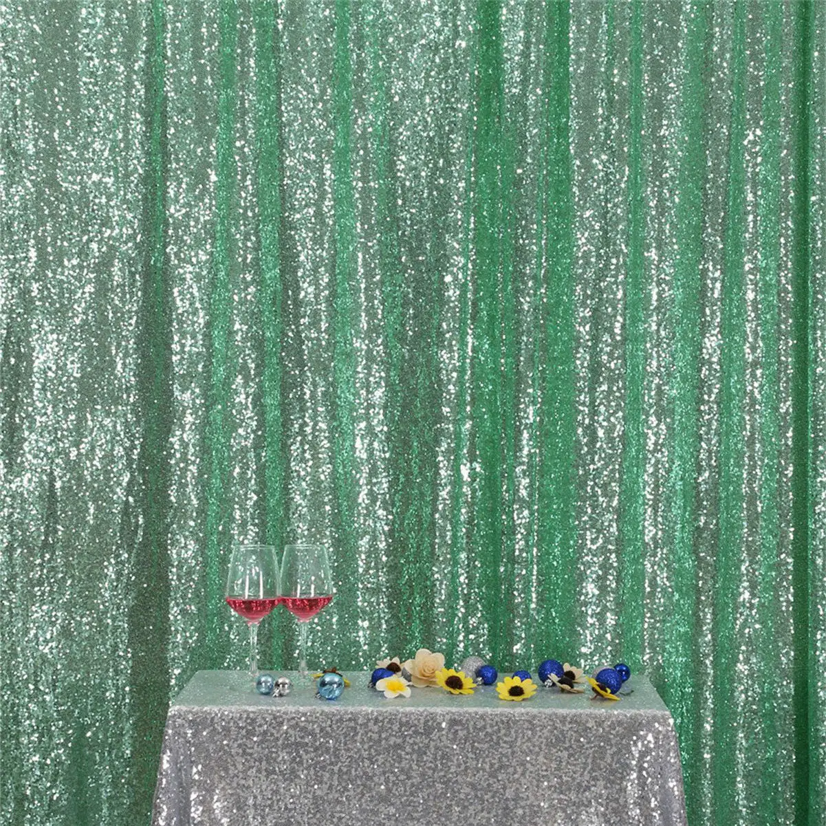 High Quality Marriage Wedding Party Event Decoration Stage Shimmer Drape Mint Green Sequin Backdrop Curtain