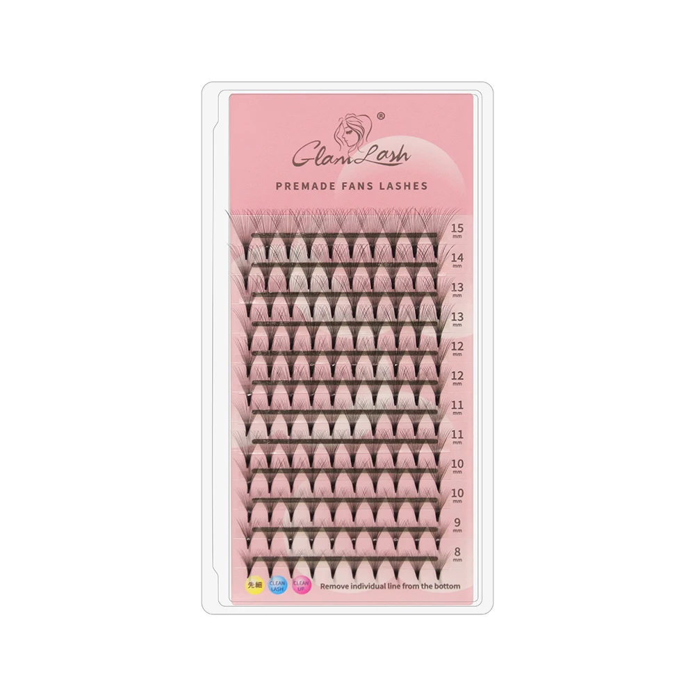 Your Brand Wholesale Custom 10D 12D 14D 16D 20D Volume Segment Lash Extension Pointy Base Premade Fan Cluster Eyelashes