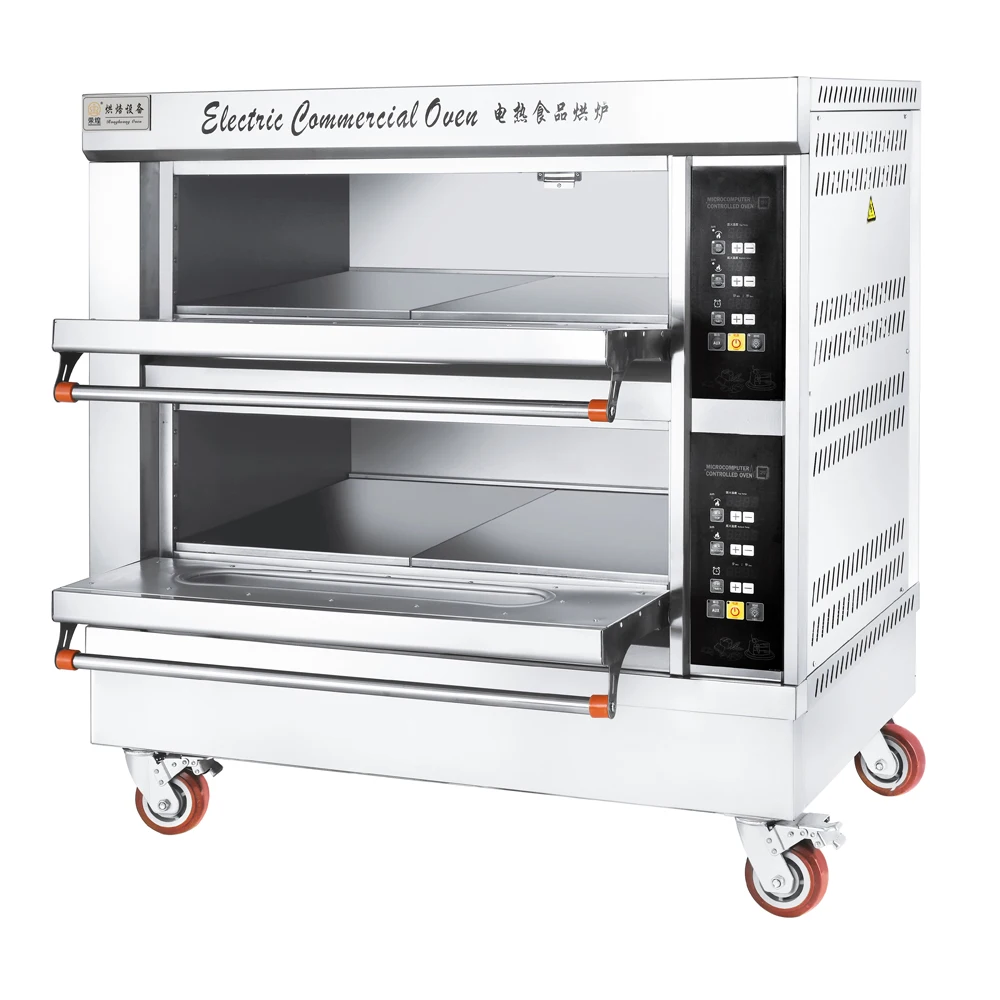 Китайское профессиональное коммерческое кухонное оборудование горячая Распродажа цена 2 колоды 4 лотка 13200 Вт электрическая печь для пиццы из нержавеющей