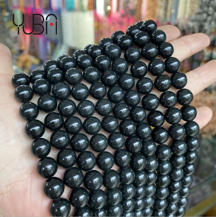 Schungite 6 8 10 мм натуральный драгоценный камень, круглые лавовые бусины, кристалл, аквамарин, браслет, каменные бусины для изготовления ювелирных изделий