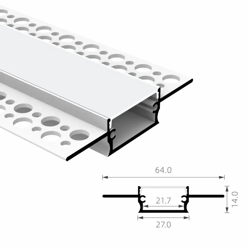 K8 led alu profile with diffuser for led strip light extrusion housing channel gypsum Dry wall plaster in led aluminum profile