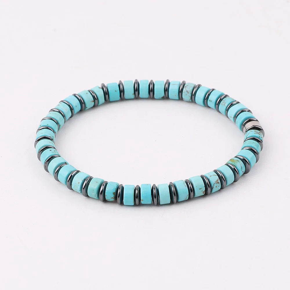 New Design Men Bracelet Natural Stone Hematite Beaded Elastic Bracelet Man JBS12626