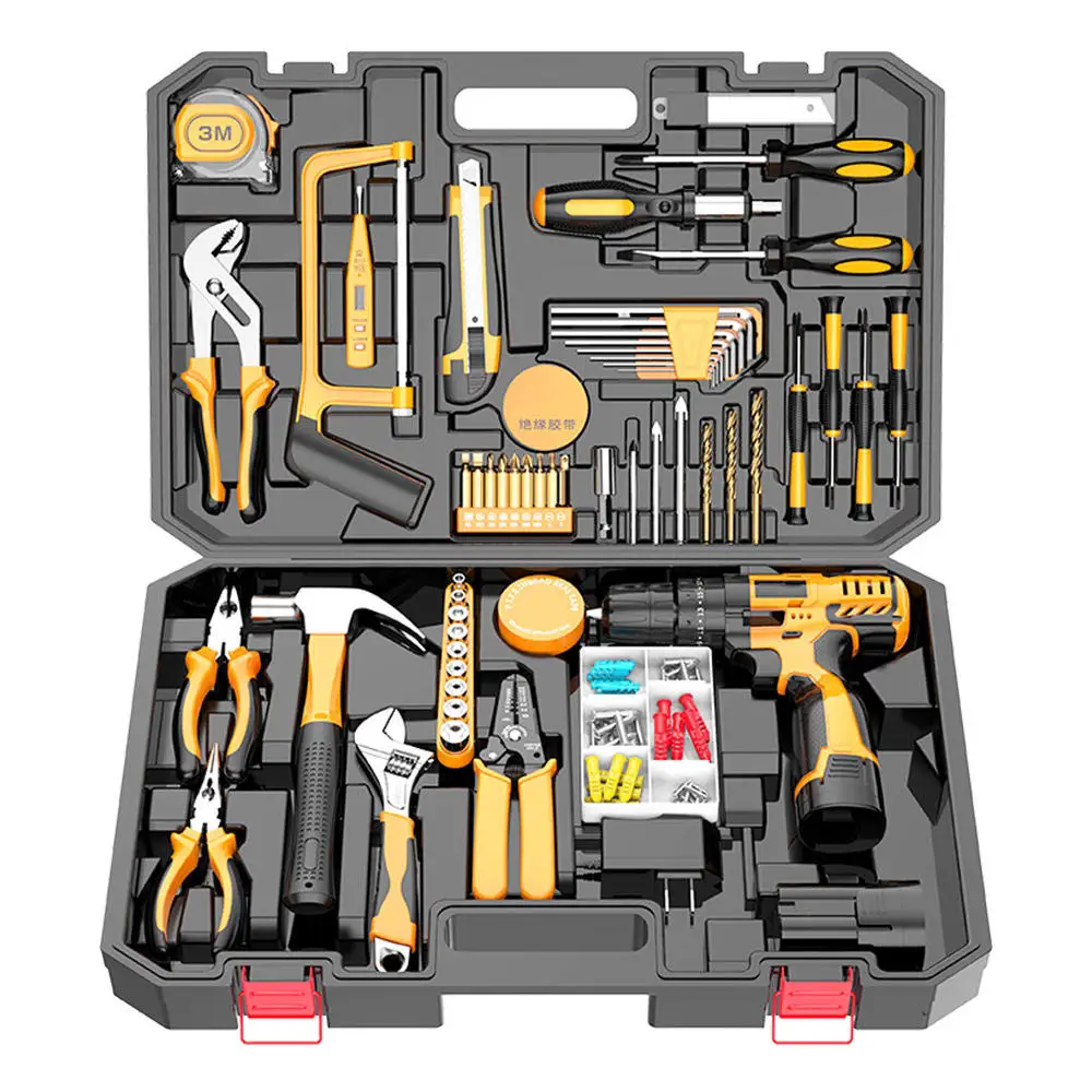 Electric drilling power combination kit wrench tool box suite package Rope -freedrill home manual tool set custom factory