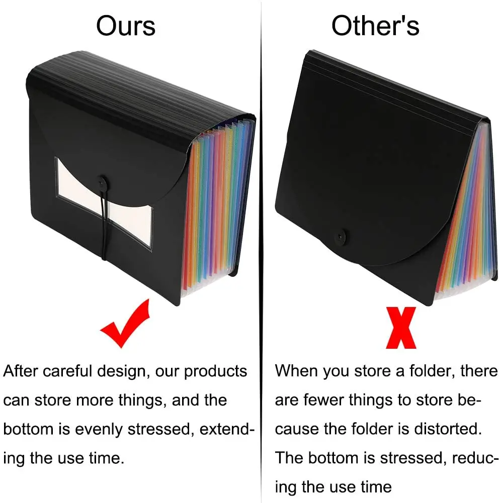 12 карманная расширяющаяся папка Большая пластиковая A4 для документов