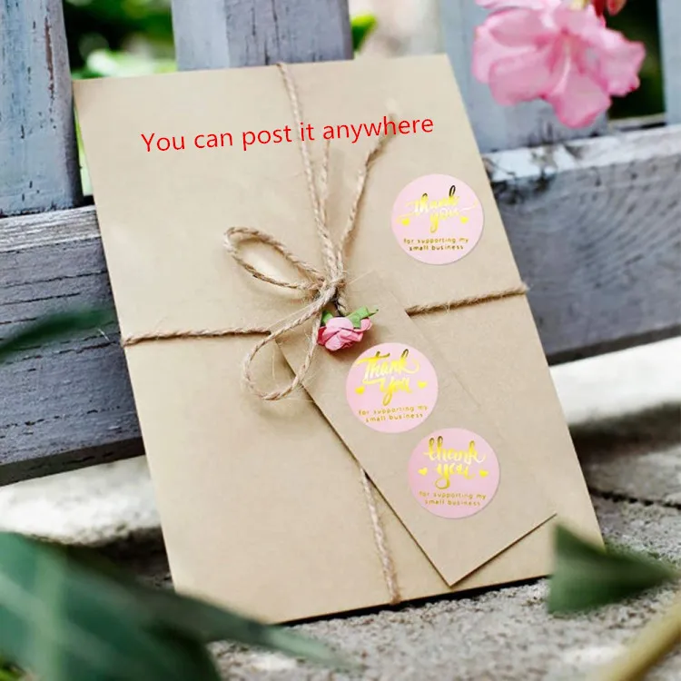1.5 inch 500 Pcs Custom Rose Gold Packaging Bag Poly Bubble Printed Mailers Thank You Stickers For