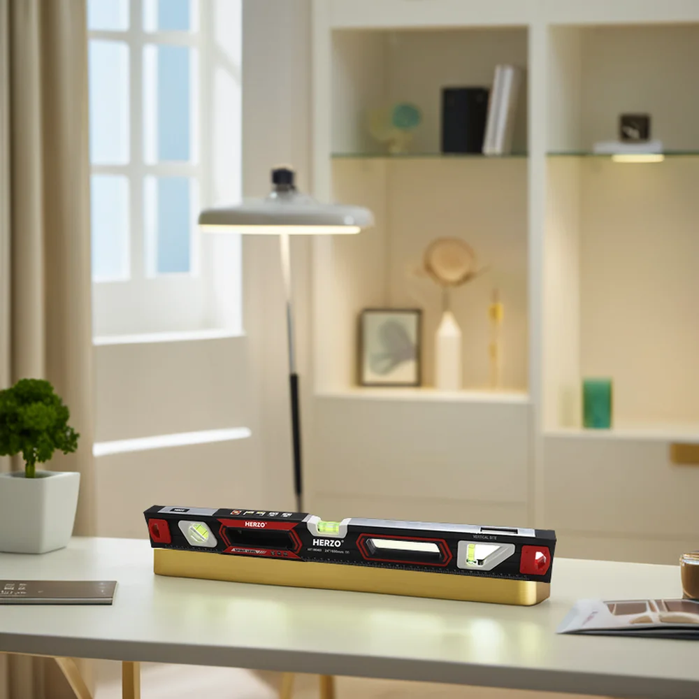 HERZO High Quality Manual Spirit Level 0.5mm Accuracy Aluminium with Strong Magnetic for Professional Use