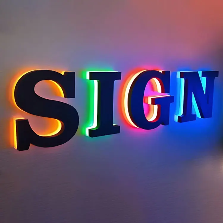 Custom Business Led Channel Sign Gold Mirror Stainless Steel Illuminated 3d Logo Backlit Letter Electronic