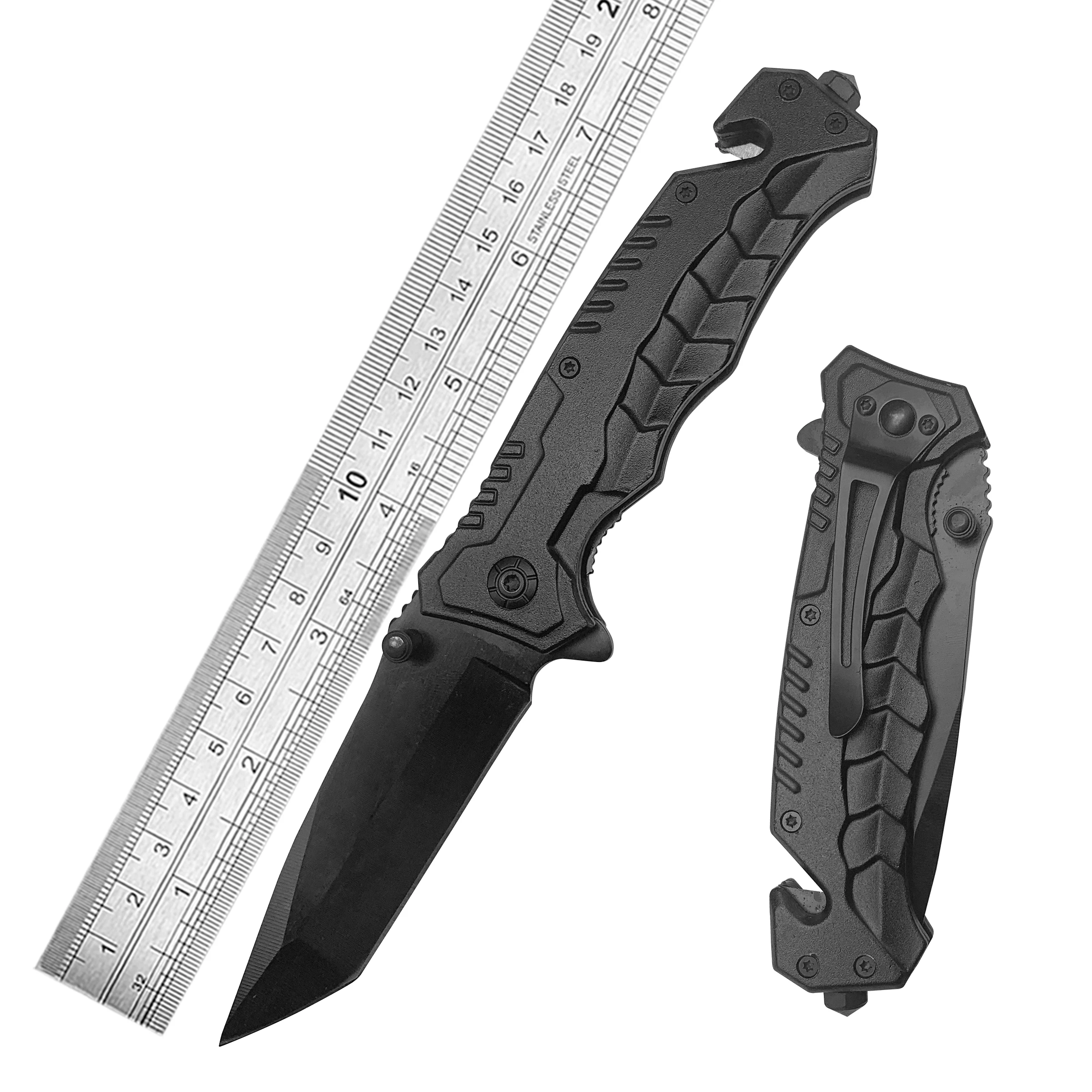 Tanto 3cr13 steel blade aluminum handle folding pocket hunting 3cr13 steel black knife with wholesale
