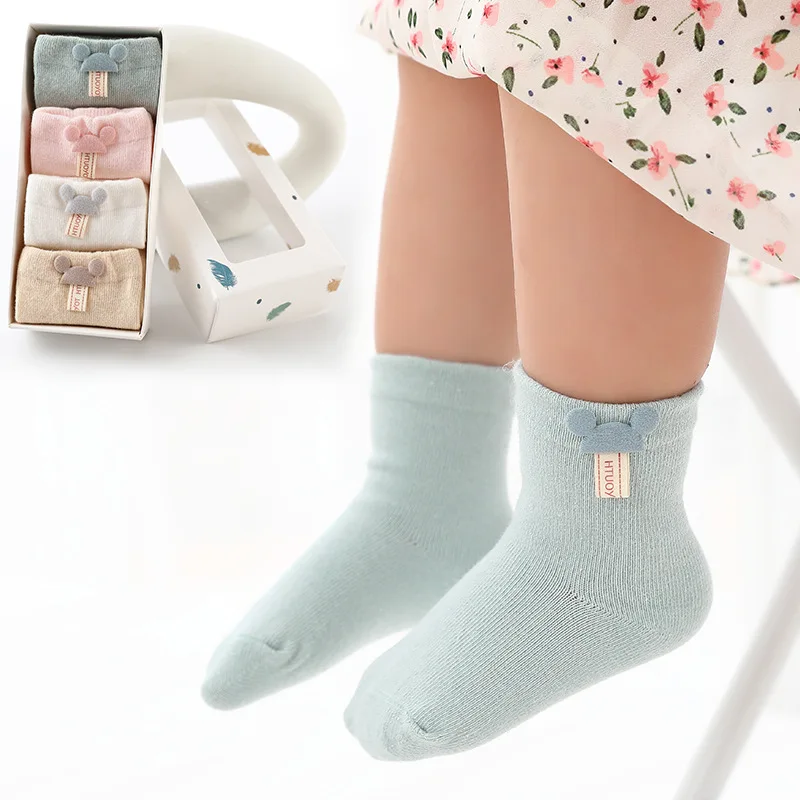 Funny Kids Soft Cotton Socks Girls Cute Cartoon Crew Socks Boys Children Toddlers Sock with Gift Box Set 4 Pairs