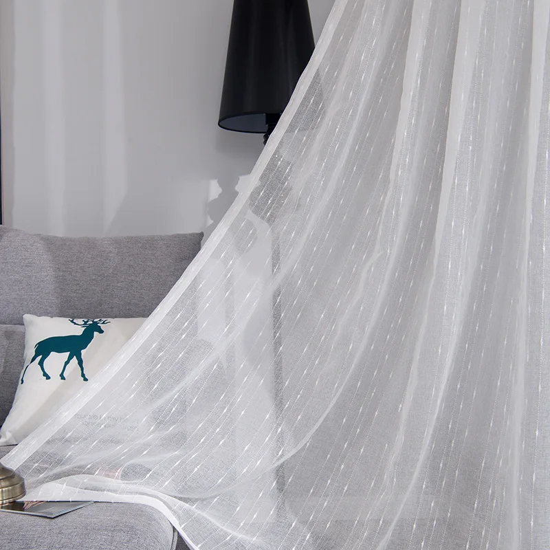 White tulle sheer window curtain for bedroom hotel custom ready made curtain for living room