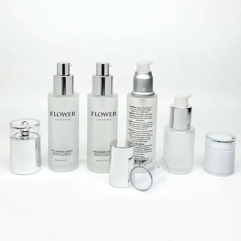 Flacon Cosmetique Luxe Avec Bouteille Verre De Serum Tete Huile Pompe Essence Contenant Vide Emballage Cosmetique