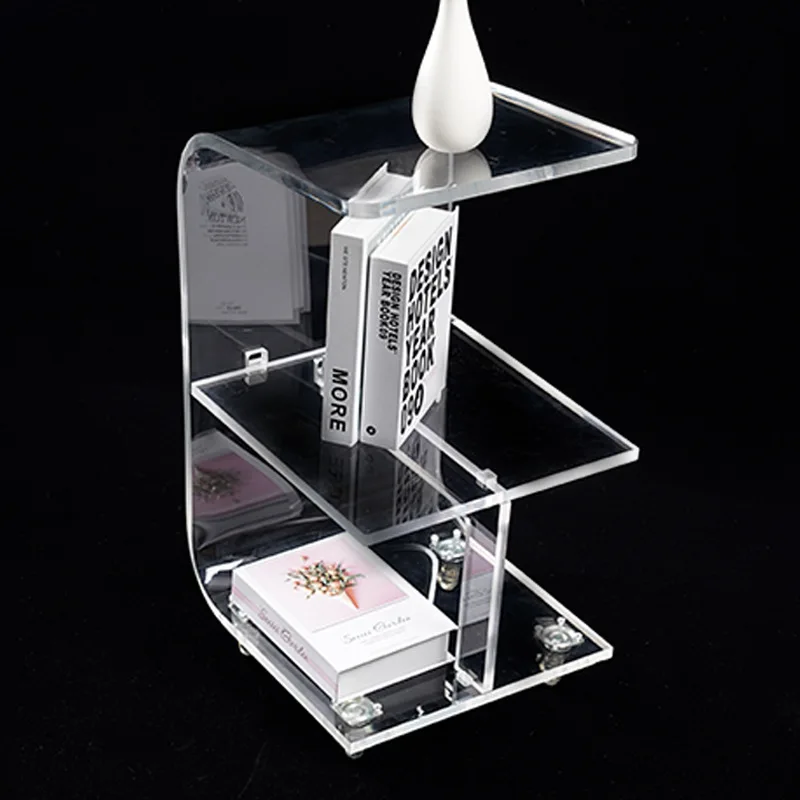 Acrylic Handcart With Wheels Acrylic Bar Cart On Wheels Drinks Trolley Cart Table Assembled Acrylic Display Storage Cabinet