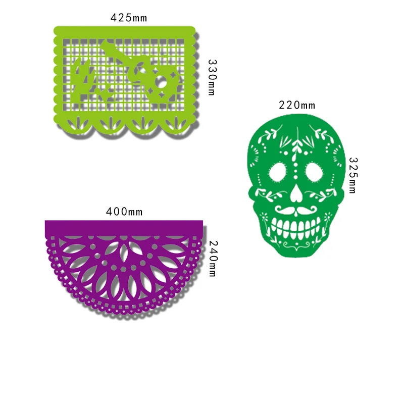 Mexican Theme Carnival Queue Party Decoration Square Banner Decorated Felt Flags Garland Day of The Dead Banner Skull Pattern