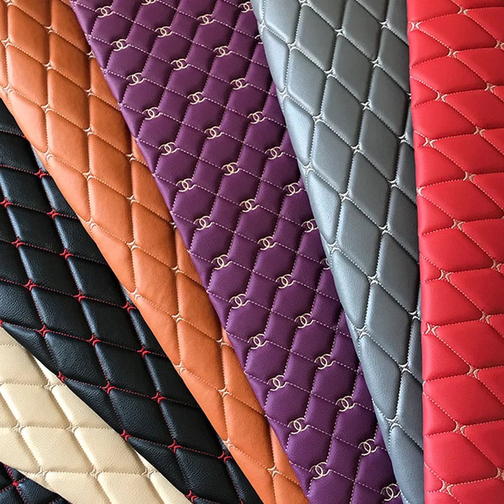 Leather Factory Thickened Waterproof Quilted Embroidered Car Interior Upholstery Synthetic Leather Material For Car Seat