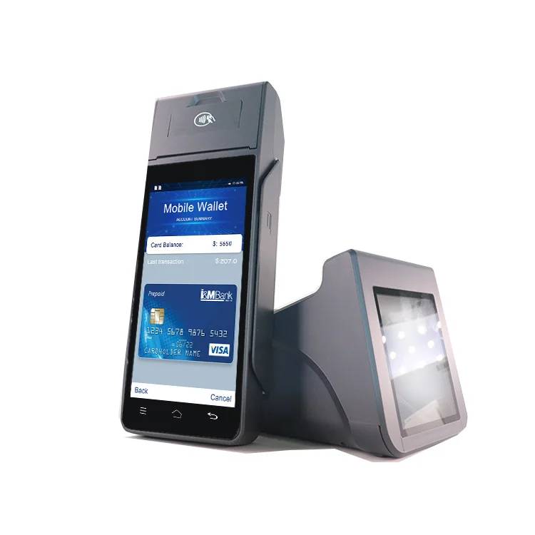 Restaurant 5.0 inch smart barcode cash register android retail touch screen online handheld machine pos system with card reader