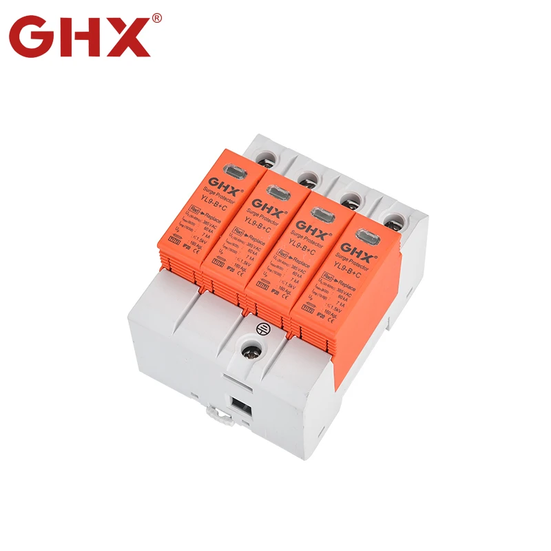 GHX New design  CE   Surge Protector 4 phase T1+T2  lightning arrester surge protective device