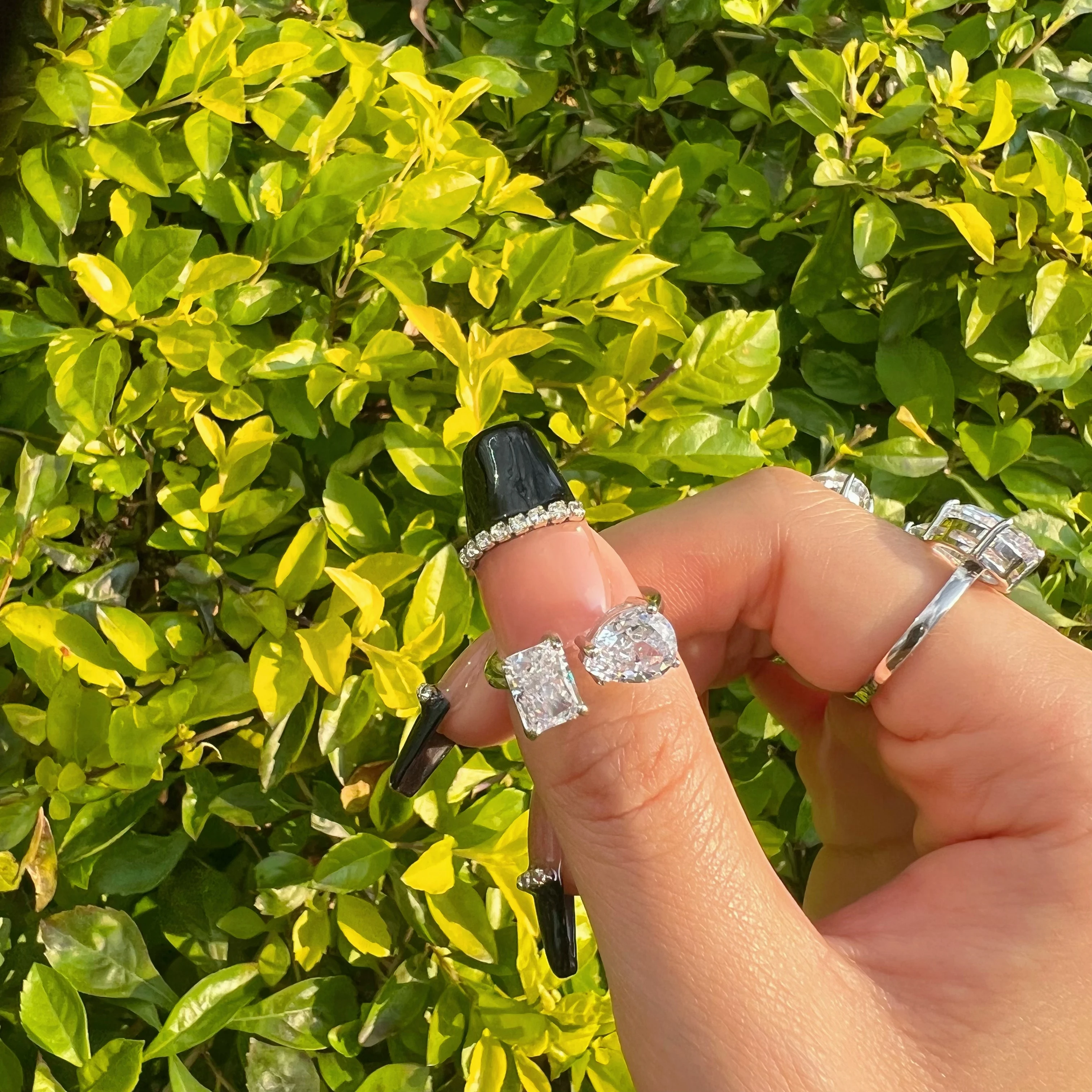 Dylam Ins Kyliejenner Same Style Hottest Heart Cut Adjustable Open Pear Cut Stones 8a Zircon You and Me Double Stone Ring Set