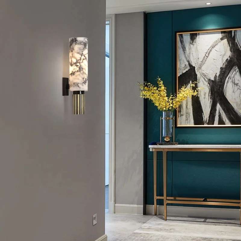 Modern marble wall lamp LED wall light luxury brass wall sconce for living room bedroom BY3004