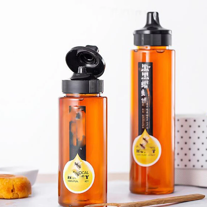 250ml 350ml Empty clearPlastic Squeeze Bottles Tomato Bbq Chili  Sauce Bottle with Silicone Valve squeeze Thumb Flip cap