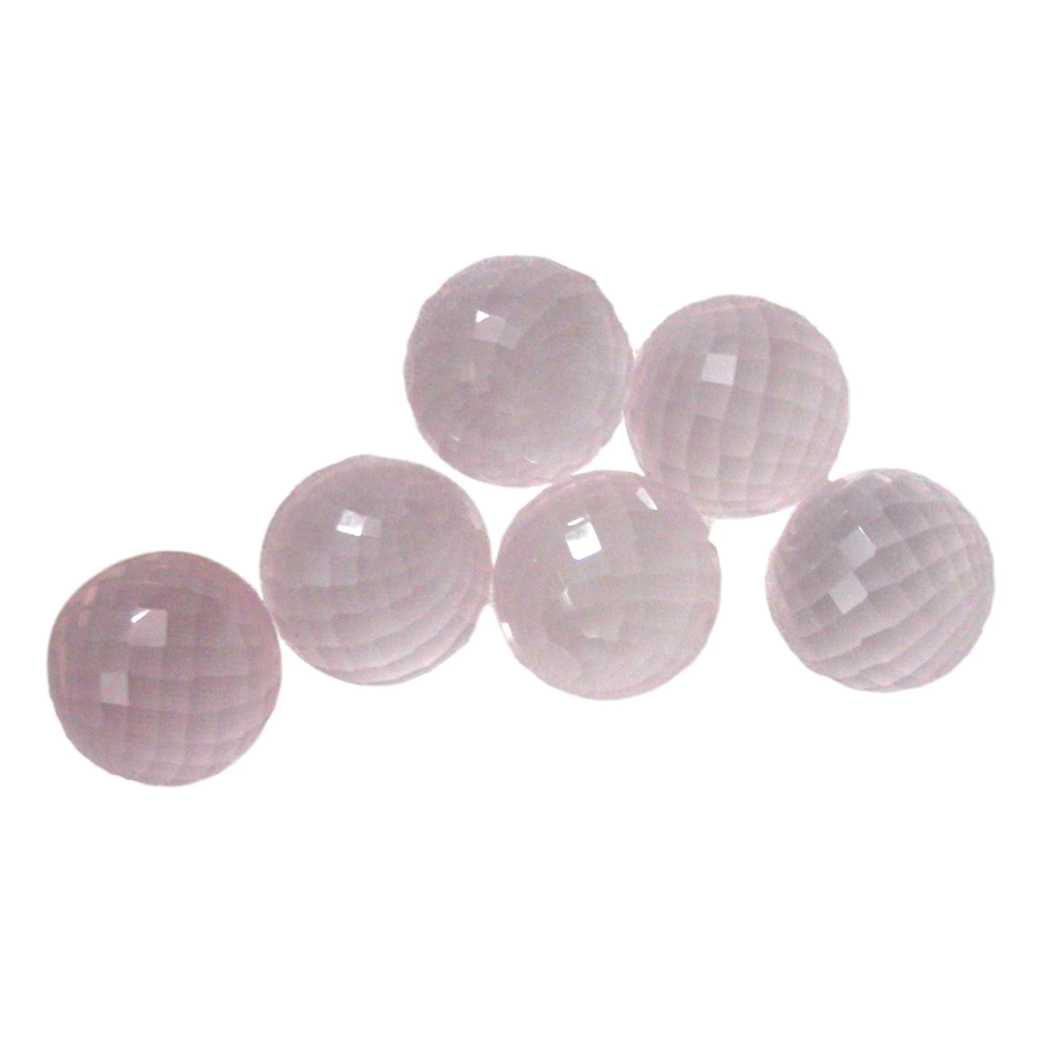 Граненые шариковые бусины из розового кварца