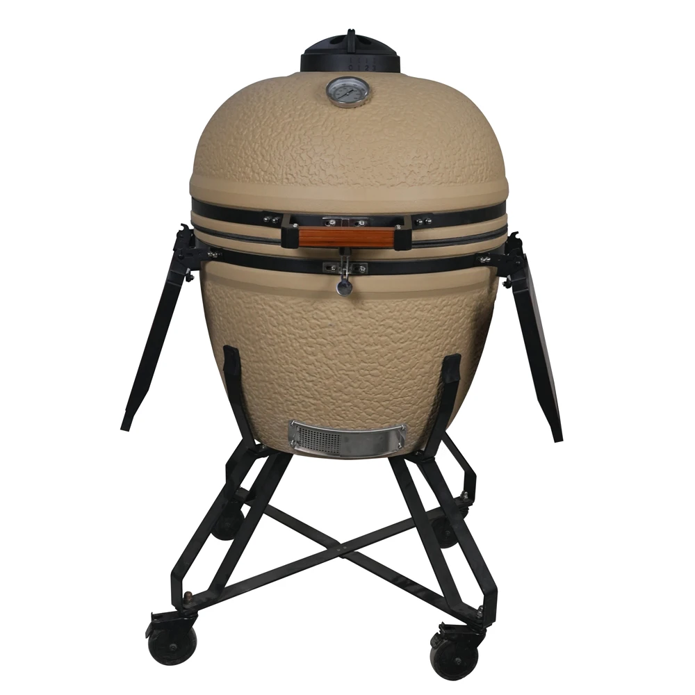 Auplex Kitchen 27 Inch Green Charcoal Barbecue Egg Shape Ceramic Kamado Bbq Grill Outdoor