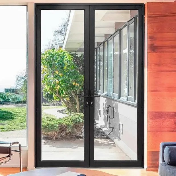 Tempered Glass Double Leaf Aluminum Swing Door Modern Aluminum Home Doors Casement Door