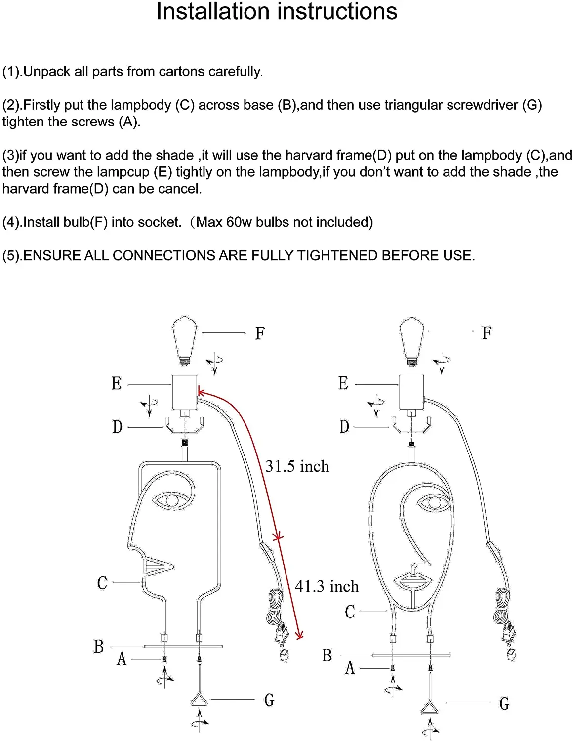 human face art table lamp